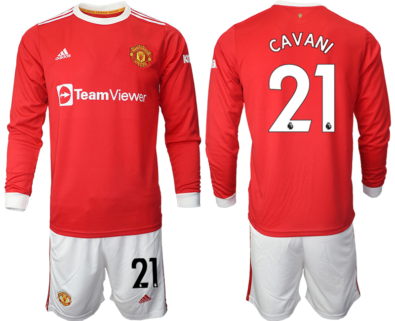 Men 2021-2022 Club Manchester united home red Long Sleeve #21 Soccer Jersey->manchester united jersey->Soccer Club Jersey